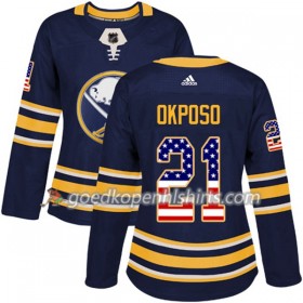 Buffalo Sabres Kyle Okposo 21 Adidas 2017-2018 Navy Blauw USA Flag Fashion Authentic Shirt - Dames